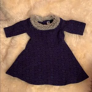 Faux fur trim dress